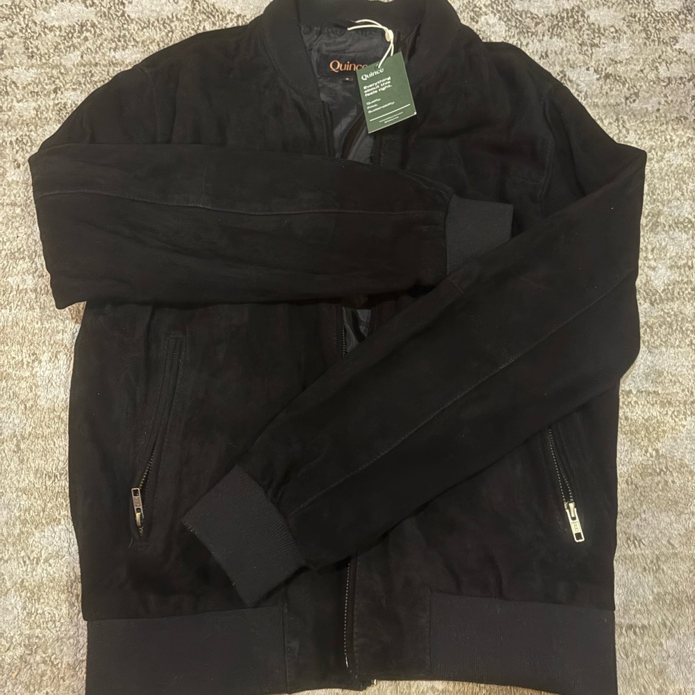 Quince Midnight Black Jacket Genuine Suede